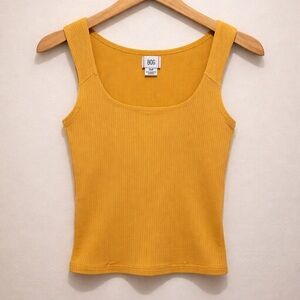 BDG Urban Outfitters Ribbed Square Neck Tank Top Burnt Yellow Gold Size Small